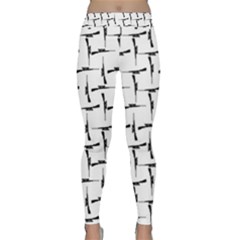 Precision Pursuit: Hunting Motif Black And White Pattern Classic Yoga Leggings by dflcprintsclothing