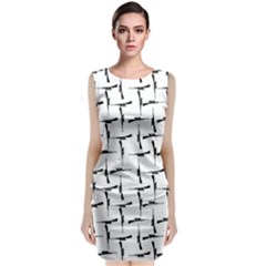 Precision Pursuit: Hunting Motif Black And White Pattern Sleeveless Velvet Midi Dress by dflcprintsclothing