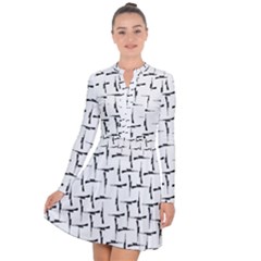 Precision Pursuit: Hunting Motif Black And White Pattern Long Sleeve Panel Dress by dflcprintsclothing