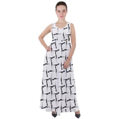 Precision Pursuit: Hunting Motif Black And White Pattern Empire Waist Velour Maxi Dress by dflcprintsclothing