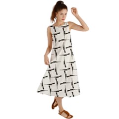 Precision Pursuit: Hunting Motif Black And White Pattern Summer Maxi Dress by dflcprintsclothing