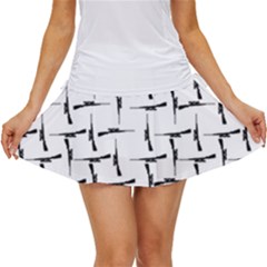 Precision Pursuit: Hunting Motif Black And White Pattern Women s Skort by dflcprintsclothing