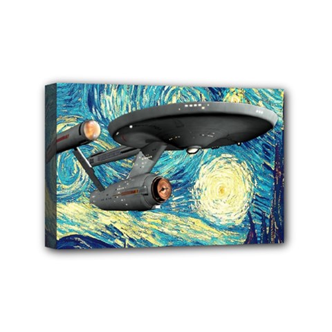 Star Trek Starship The Starry Night Van Gogh Mini Canvas 6  X 4  (stretched)