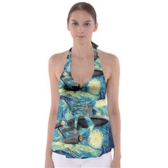 Star Trek Starship The Starry Night Van Gogh Babydoll Tankini Top by Semog4