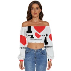 I Love Christopher  Long Sleeve Crinkled Weave Crop Top by ilovewhateva