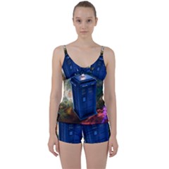 The Police Box Tardis Time Travel Device Used Doctor Who Tie Front Two Piece Tankini by Semog4