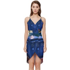 The Police Box Tardis Time Travel Device Used Doctor Who Wrap Frill Dress