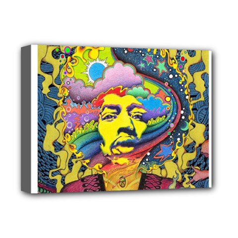 Psychedelic Rock Jimi Hendrix Deluxe Canvas 16  X 12  (stretched)  by Semog4