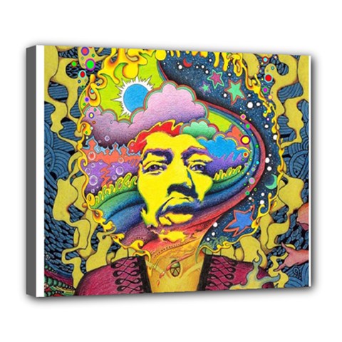 Psychedelic Rock Jimi Hendrix Deluxe Canvas 24  X 20  (stretched) by Semog4