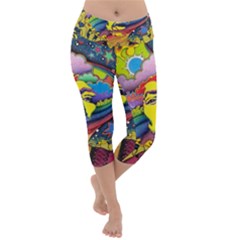 Psychedelic Rock Jimi Hendrix Lightweight Velour Capri Yoga Leggings by Semog4