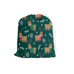 Cute Christmas Pattern Doodle Drawstring Pouch (large) by Semog4