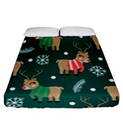 Cute Christmas Pattern Doodle Fitted Sheet (King Size)
