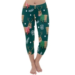 Cute Christmas Pattern Doodle Capri Winter Leggings 