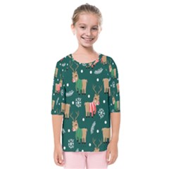 Cute Christmas Pattern Doodle Kids  Quarter Sleeve Raglan Tee