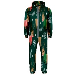 Cute Christmas Pattern Doodle Hooded Jumpsuit (Men)