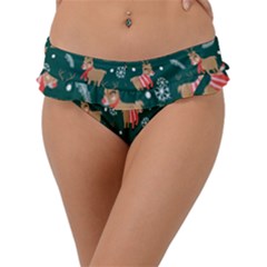 Cute Christmas Pattern Doodle Frill Bikini Bottoms