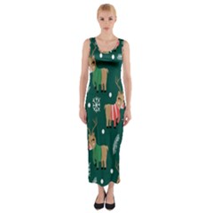 Cute Christmas Pattern Doodle Fitted Maxi Dress