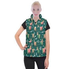 Cute Christmas Pattern Doodle Women s Button Up Vest