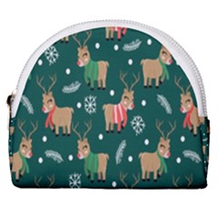 Cute Christmas Pattern Doodle Horseshoe Style Canvas Pouch