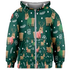 Cute Christmas Pattern Doodle Kids  Zipper Hoodie Without Drawstring