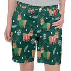 Cute Christmas Pattern Doodle Women s Pocket Shorts