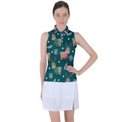 Cute Christmas Pattern Doodle Women s Sleeveless Polo Tee