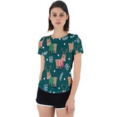 Cute Christmas Pattern Doodle Back Cut Out Sport Tee