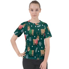 Cute Christmas Pattern Doodle Women s Sport Raglan Tee