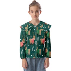 Cute Christmas Pattern Doodle Kids  Peter Pan Collar Blouse