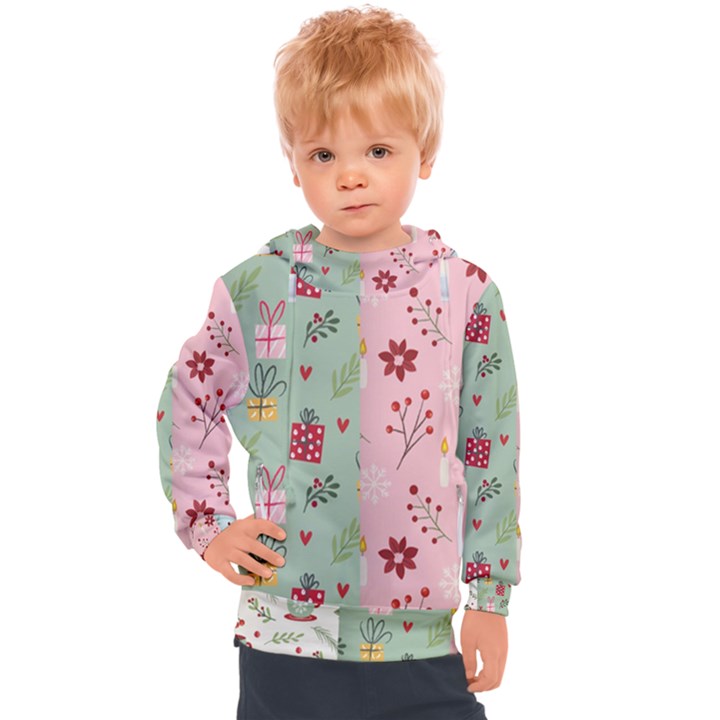 Flat Christmas Pattern Collection Kids  Hooded Pullover