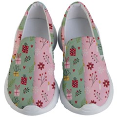 Flat Christmas Pattern Collection Kids Lightweight Slip Ons by Semog4