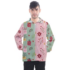Flat Christmas Pattern Collection Men s Half Zip Pullover by Semog4