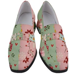 Flat Christmas Pattern Collection Women s Chunky Heel Loafers by Semog4