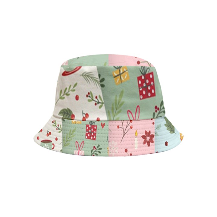 Flat Christmas Pattern Collection Inside Out Bucket Hat (Kids)