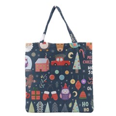 Vector Set Cute Christmas Elements Santa-penguin Deer Bear Fox Owl Trees Snowman Bird Angel More Grocery Tote Bag