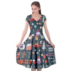 Vector Set Cute Christmas Elements santa-penguin Deer Bear Fox Owl Trees Snowman Bird Angel More Cap Sleeve Wrap Front Dress