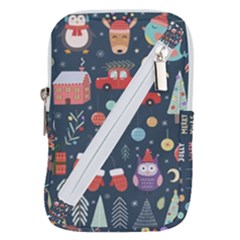 Vector Set Cute Christmas Elements Santa-penguin Deer Bear Fox Owl Trees Snowman Bird Angel More Belt Pouch Bag (large) by Semog4