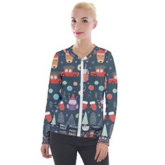 Vector Set Cute Christmas Elements santa-penguin Deer Bear Fox Owl Trees Snowman Bird Angel More Velvet Zip Up Jacket