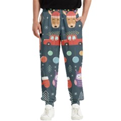 Vector Set Cute Christmas Elements santa-penguin Deer Bear Fox Owl Trees Snowman Bird Angel More Men s Elastic Waist Pants