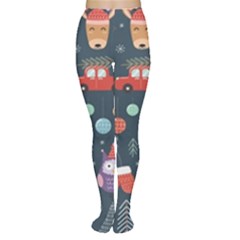 Vector Set Cute Christmas Elements Santa Penguin Deer Bear Fox Owl Trees Snowman Bird Angel More Tights