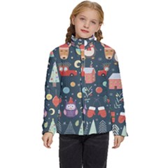 Vector Set Cute Christmas Elements Santa Penguin Deer Bear Fox Owl Trees Snowman Bird Angel More Kids  Puffer Bubble Jacket Coat