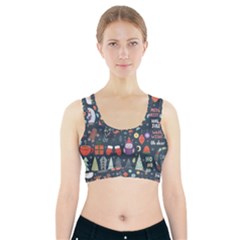 Vector Set Cute Christmas Elements Santa Penguin Deer Bear Fox Owl Trees Snowman Bird Angel More Sports Bra With Pocket