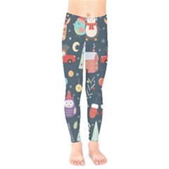 Vector Set Cute Christmas Elements Santa Penguin Deer Bear Fox Owl Trees Snowman Bird Angel More Kids  Leggings