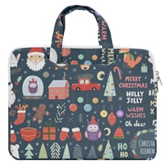 Vector Set Cute Christmas Elements Santa Penguin Deer Bear Fox Owl Trees Snowman Bird Angel More MacBook Pro 16  Double Pocket Laptop Bag 