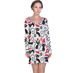 Cute Christmas Seamless Pattern Vector Long Sleeve Nightdress