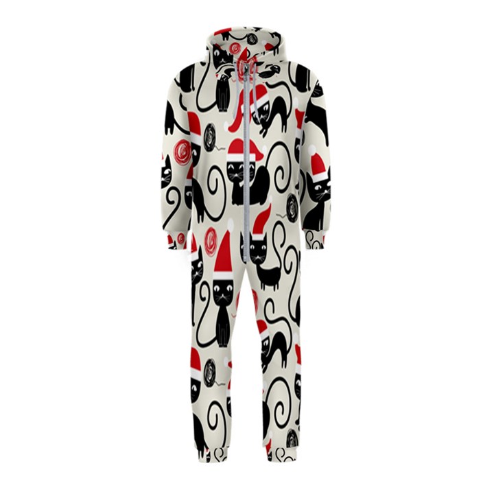 Cute Christmas Seamless Pattern Vector Hooded Jumpsuit (Kids)