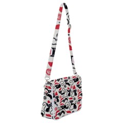 Cute Christmas Seamless Pattern Vector Shoulder Bag with Back Zipper