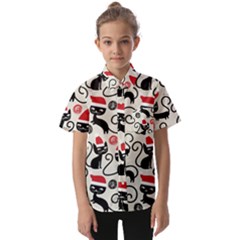 Cute Christmas Seamless Pattern Vector Kids  Short Sleeve Shirt