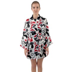 Cute Christmas Seamless Pattern Vector Long Sleeve Satin Kimono