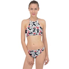 Cute Christmas Seamless Pattern Vector Racer Front Bikini Set